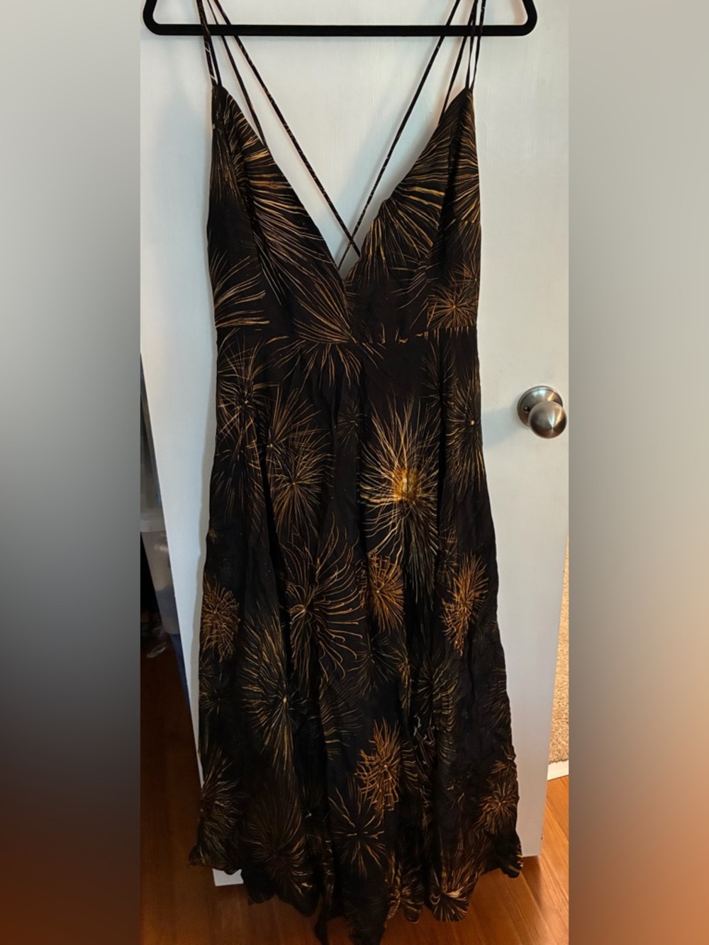 NWT Farm Rio Fireworks Black Maxi Dress - XL